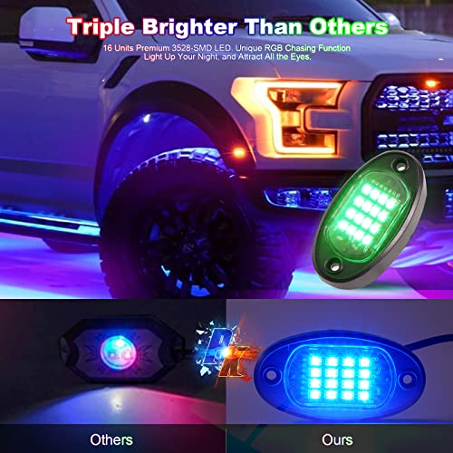 TDE Explorer.Lighting 6 Pods RGB LED Rock Lights for UTV ATV Golf Cart Truck RZR Offroad Pickup SUV, Waterproof Multicolor Underglow Kit for Cars with APP Music Mode, Vehicle Underbody Light Underneath Accent 12-18V - Image 3