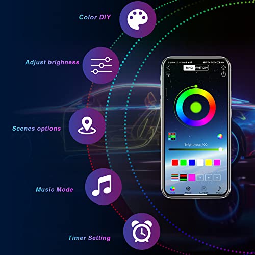 TDE Explorer.Lighting 6 Pods RGB LED Rock Lights for UTV ATV Golf Cart Truck RZR Offroad Pickup SUV, Waterproof Multicolor Underglow Kit for Cars with APP Music Mode, Vehicle Underbody Light Underneath Accent 12-18V - Image 5