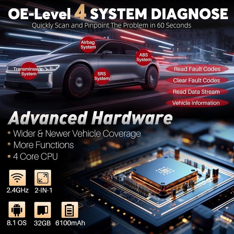 Launch LAUNCH CRP129E V2.0 OBD2 Car Diagnostic Tool for ABS SRS Engine Transmission with 12 Resets: ABS Vent/TPMS/Oil/EPB/SAS/BMS/Adb.lue/Headlight/Throttle Valve Reset, Injector Coding FCA  - Image 2