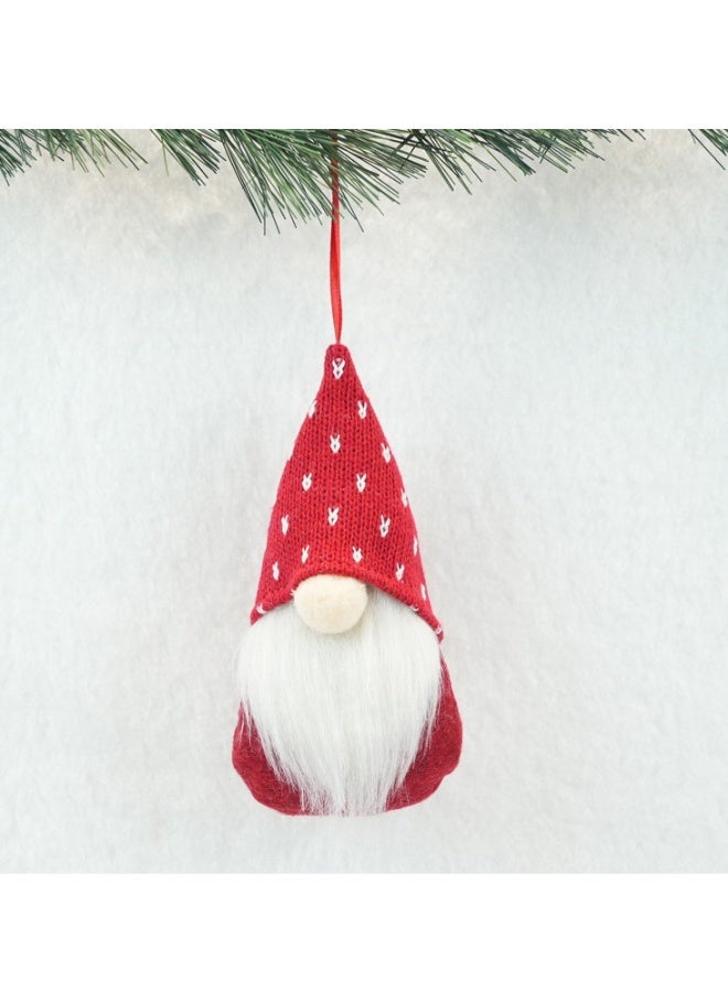 Beauenty Short legged snowman doll ornaments gift hanging red and white spots