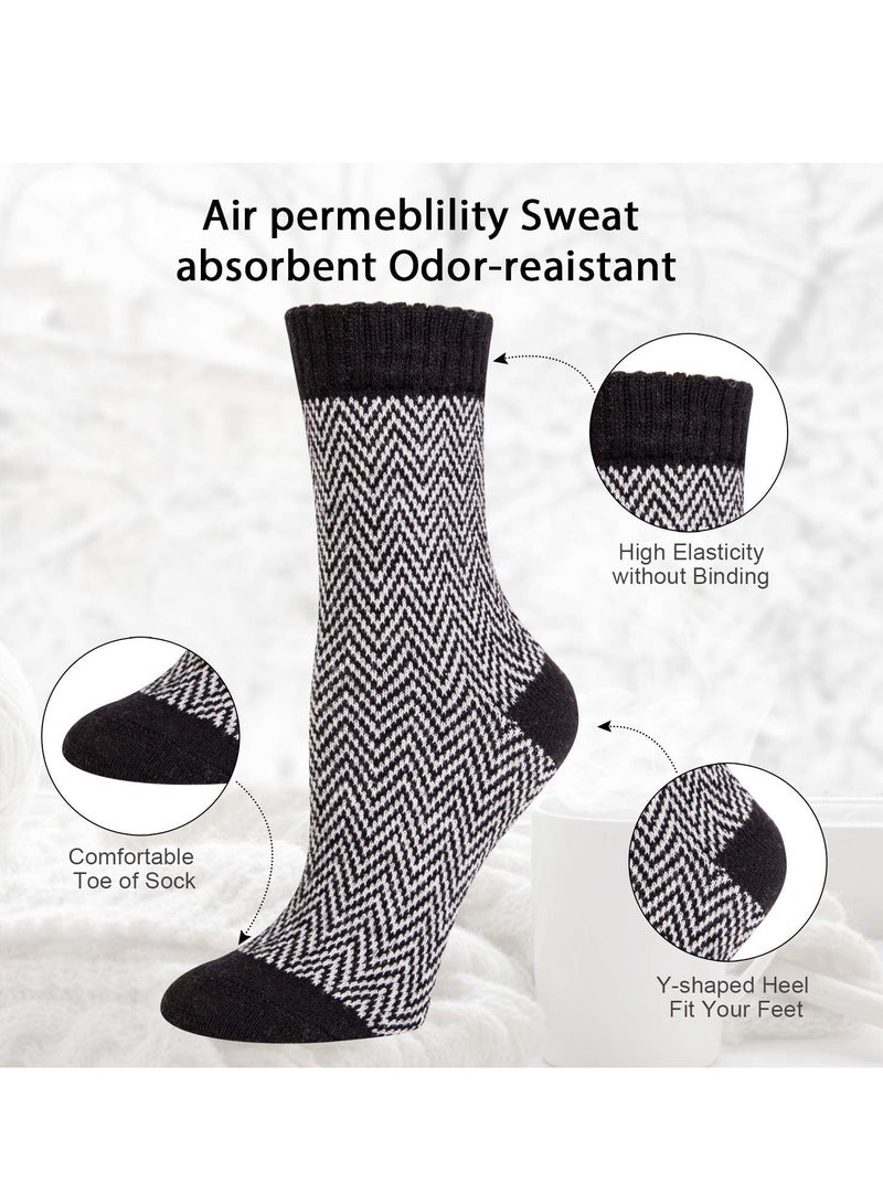 Thick Wool Socks for Womens, Size 35-45 (5-10), Warm Winter Soft Thermal Socks, Cozy Winter Socks for Women Gifts (5 Pairs)