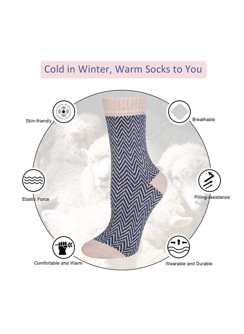 Thick Wool Socks for Womens, Size 35-45 (5-10), Warm Winter Soft Thermal Socks, Cozy Winter Socks for Women Gifts (5 Pairs)
