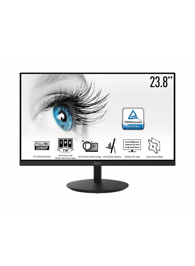 MSI PRO MP242 23.8'' Monitor, Fixed, FHD (1920 x 1080), 75Hz, IPS, 5ms, HDMI, VGA, Built-in Speakers, Anti-Glare, Anti-Flicker, Less Blue light, TÜV Certified, VESA, Kensington black - Image 1