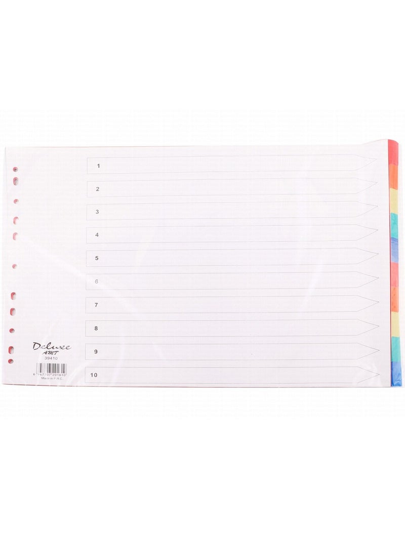 Deluxe Amt A3 Size Plastic Divider With 10 Tabs Multicolour 