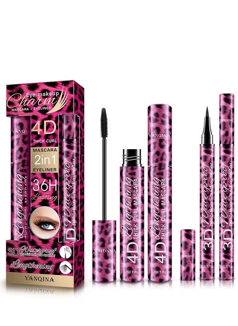 Mascara eyeliner all in one set long lasting waterproof eyeliner mascara duo creates voluminous lashes perfect eyeliner