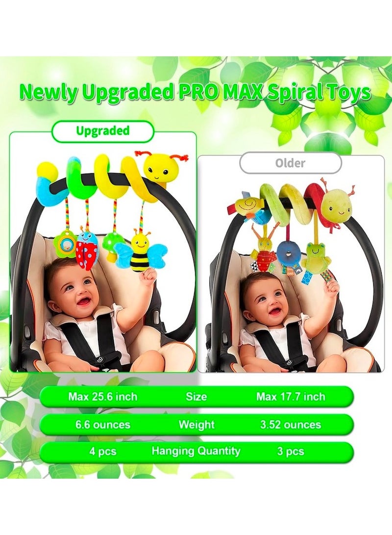Upgraded Version Spiral Car Seat & Stroller Activity Toy - Baby Sensory Toys Soft Hanging Toys for Babies 0-12 Months Boys Girls Carseat Crib Stroller, with Ringing Bell, Music - Image 2
