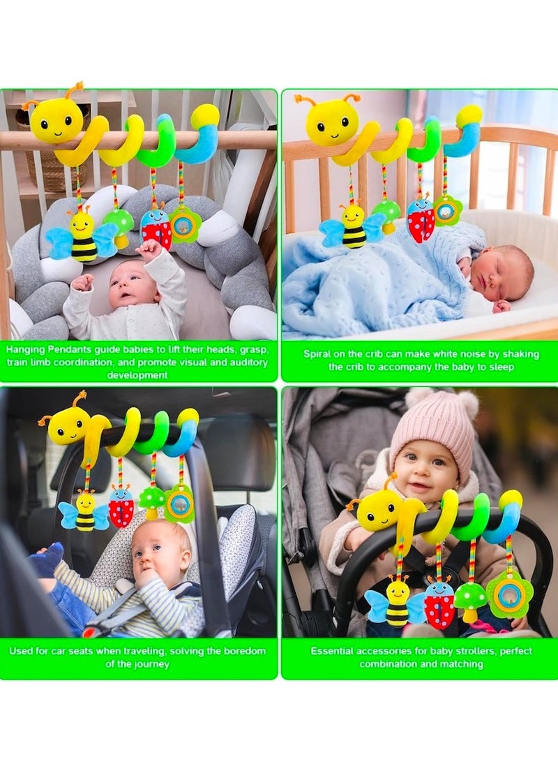 Upgraded Version Spiral Car Seat & Stroller Activity Toy - Baby Sensory Toys Soft Hanging Toys for Babies 0-12 Months Boys Girls Carseat Crib Stroller, with Ringing Bell, Music - Image 4
