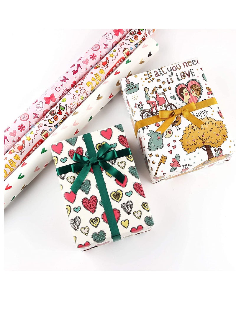6 Pack Birthday Wrapping Paper Set with Ribbon Tags - Butterfly and Heart Designs for Gifts, Ideal for Baby Showers, Weddings, and Celebrations for Boys and Girls. - Image 3