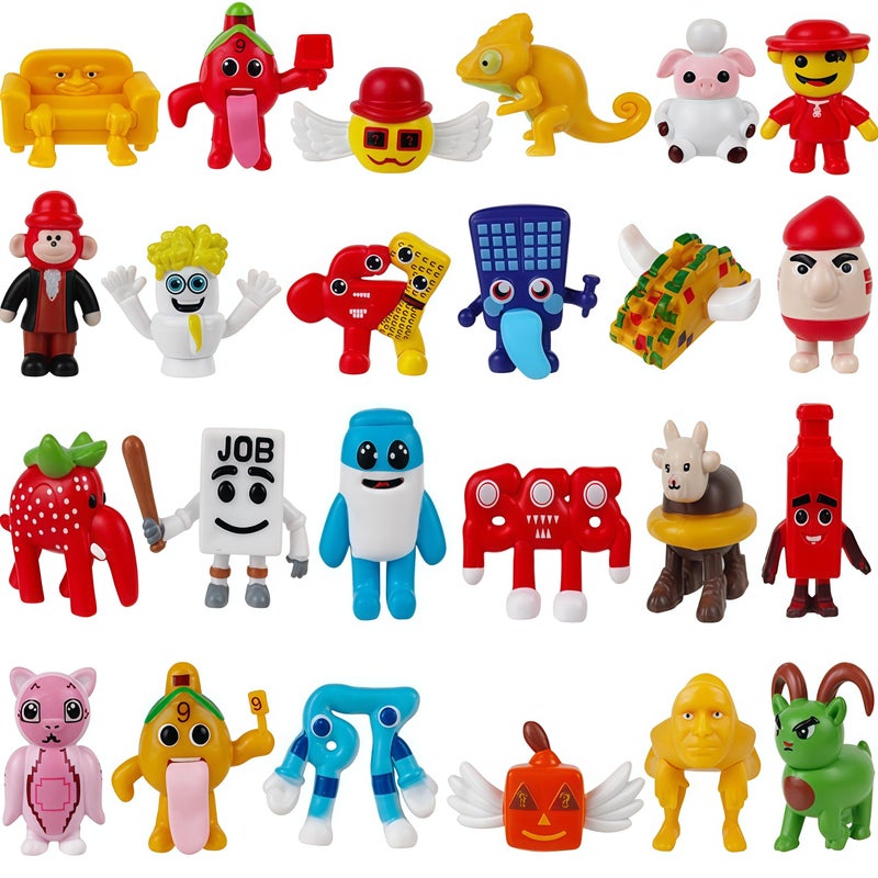 CHENZHOUZAI 24PCS Tralalero Tralala Toys Tung Tung Sahur More Mini Collectible Brainrot Toys for Desk Decor BRR BRR PatapimMeme Shark Collectible Animals Figurine Doll Red 24Pcs - Image 3