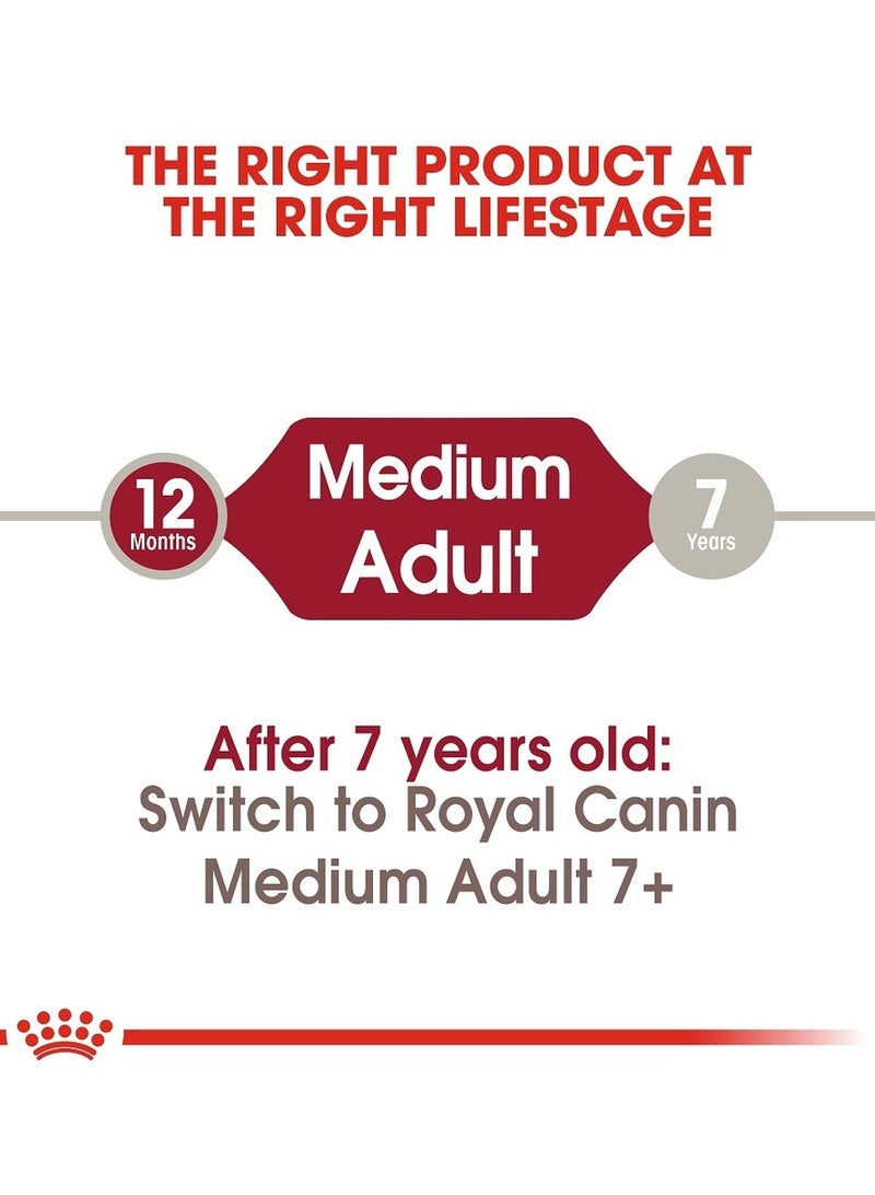 ROYAL CANIN Royal Canin Medium Adult Dog Food | Dry Food for Medium Dogs 11-25 KG | Supports Digestibility, Immunity, & Healthy Skin 4 KG - Image 2