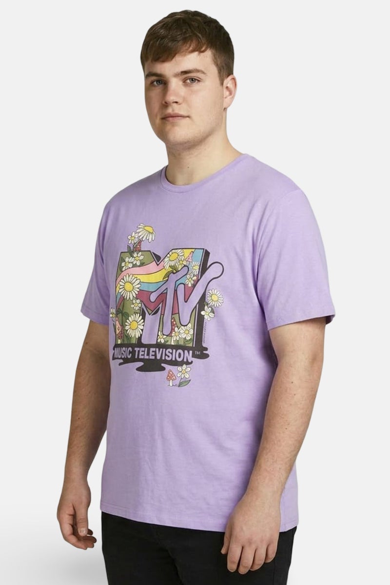 GAP Men Crew Neck Short Sleeves Graphic Print T-shirt, Purple - Image 3