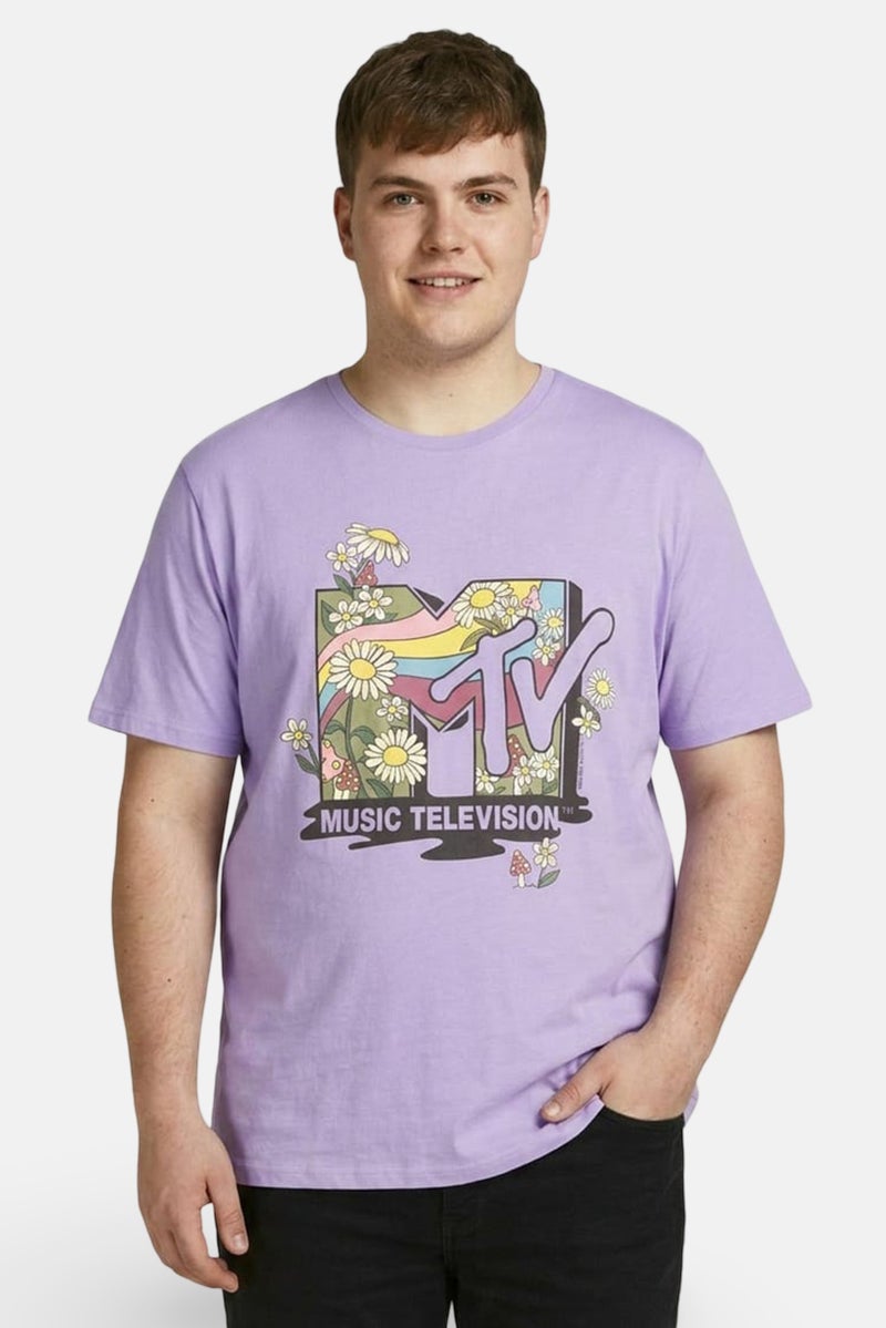 GAP Men Crew Neck Short Sleeves Graphic Print T-shirt, Purple - Image 1