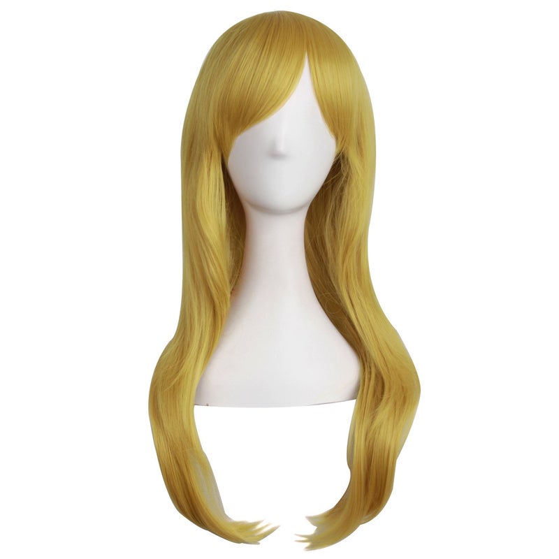 MapofBeauty 28" 70 سم شعر مجعد طويل تنكر كوستوم باروكة (ذهبي/أصفر) - Image 1
