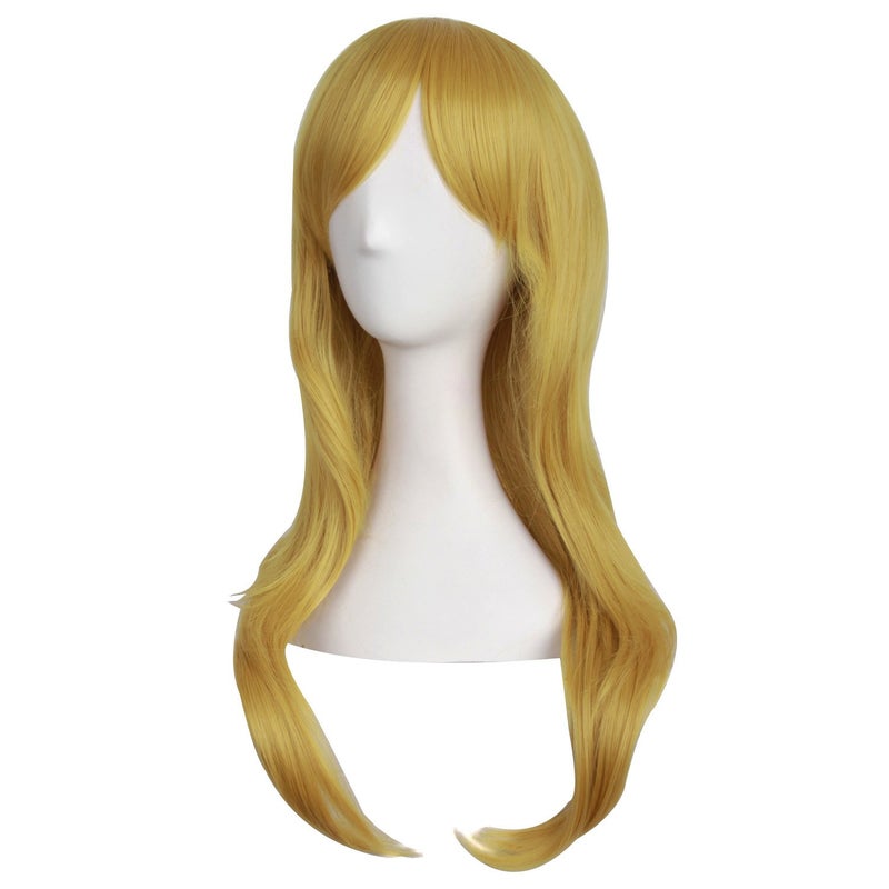 MapofBeauty 28" 70 سم شعر مجعد طويل تنكر كوستوم باروكة (ذهبي/أصفر) - Image 3