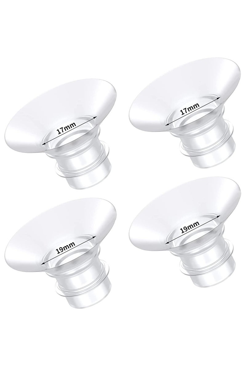مقابض 17 مم و 19 مم للفلانجات لجزئيات مضخة الحليب momcozy S9/S12/S9pro/S12pro/Lansinoh/Bellababy البديلة، مقابض فلانج مضخة الحليب القابلة للارتداء لتقليل من 24 مم إلى 17 مم/19 مم، 4 قطع - Image 1