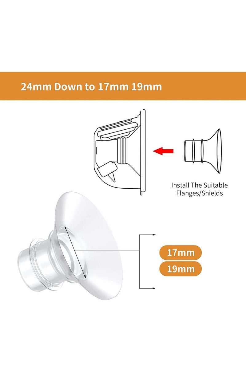 مقابض 17 مم و 19 مم للفلانجات لجزئيات مضخة الحليب momcozy S9/S12/S9pro/S12pro/Lansinoh/Bellababy البديلة، مقابض فلانج مضخة الحليب القابلة للارتداء لتقليل من 24 مم إلى 17 مم/19 مم، 4 قطع - Image 3