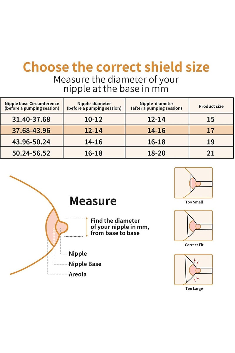 مقابض 17 مم و 19 مم للفلانجات لجزئيات مضخة الحليب momcozy S9/S12/S9pro/S12pro/Lansinoh/Bellababy البديلة، مقابض فلانج مضخة الحليب القابلة للارتداء لتقليل من 24 مم إلى 17 مم/19 مم، 4 قطع - Image 5