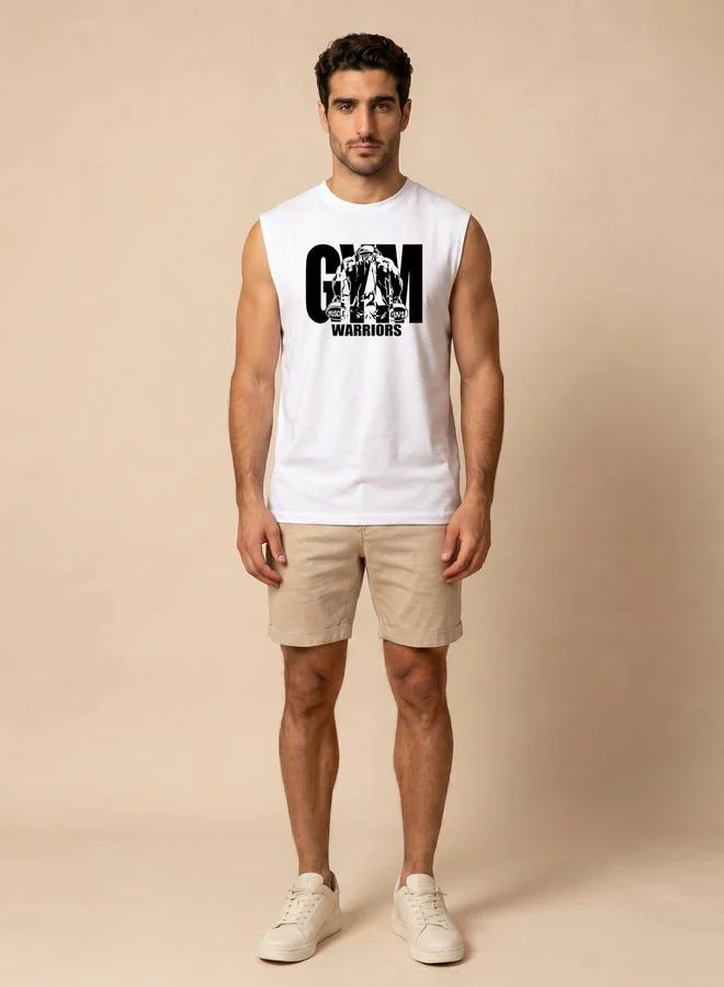 Take Two White Graphic Print Regular Fit Tank Top
