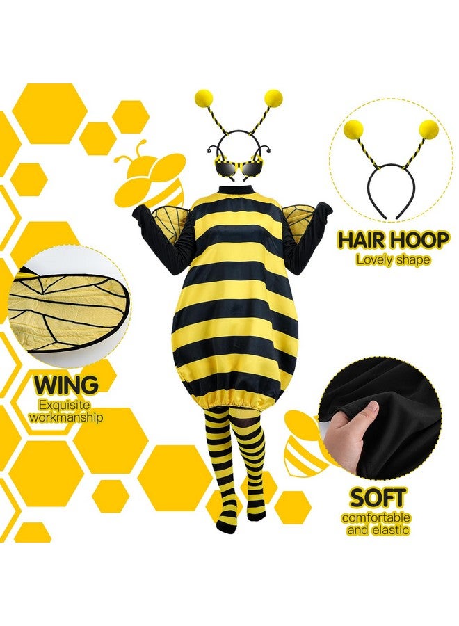 Janmercy Bee Costume Kit Halloween Cosplay Adults Kids Women Bee Costume Accessories Halloween Cosplay Party(XL) - Image 4