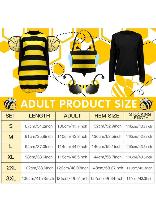 Janmercy Bee Costume Kit Halloween Cosplay Adults Kids Women Bee Costume Accessories Halloween Cosplay Party(XL) - Image 3