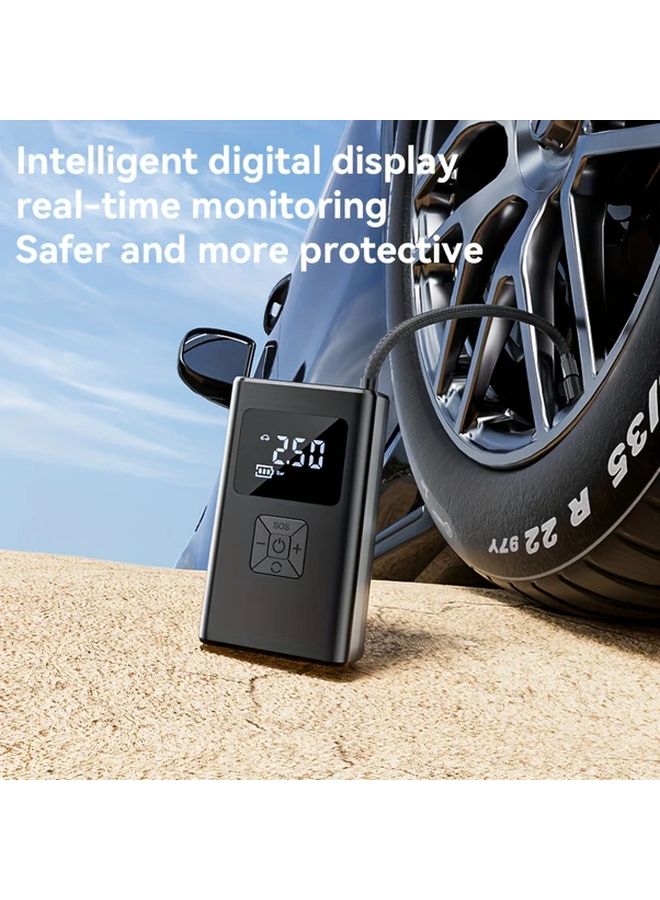عرض رقمي لاسلكي، مضخة هواء محمولة للإطارات، قابلة لإعادة الشحن عبر USB، للسيارات والدراجات النارية والدراجات - Image 3