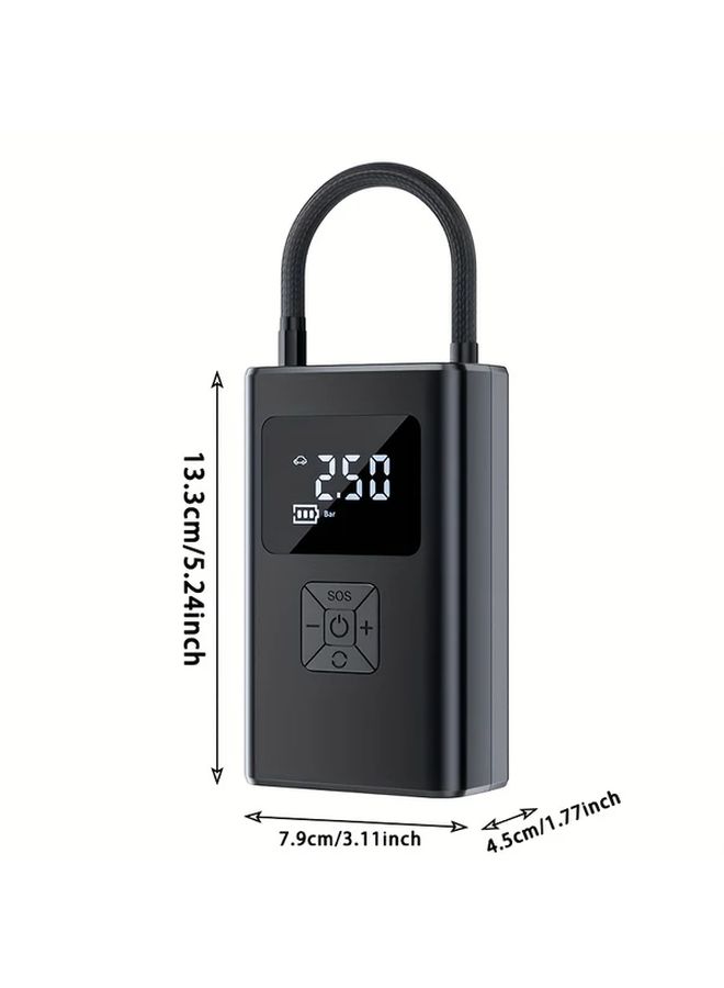 عرض رقمي لاسلكي، مضخة هواء محمولة للإطارات، قابلة لإعادة الشحن عبر USB، للسيارات والدراجات النارية والدراجات - Image 2