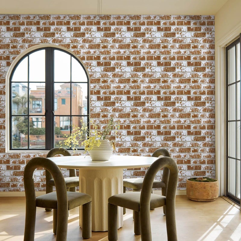 Commomy 3D Peel and Stick Brick Backsplash - 10 pcs 11.8â€x 11.8â€Small Size PVC Printable Faux Brick Wall Panels Retro Brick Wallpaper Wall Tile for Kitchen,Bedroom,Living Room,Fireplace,RV - Image 2