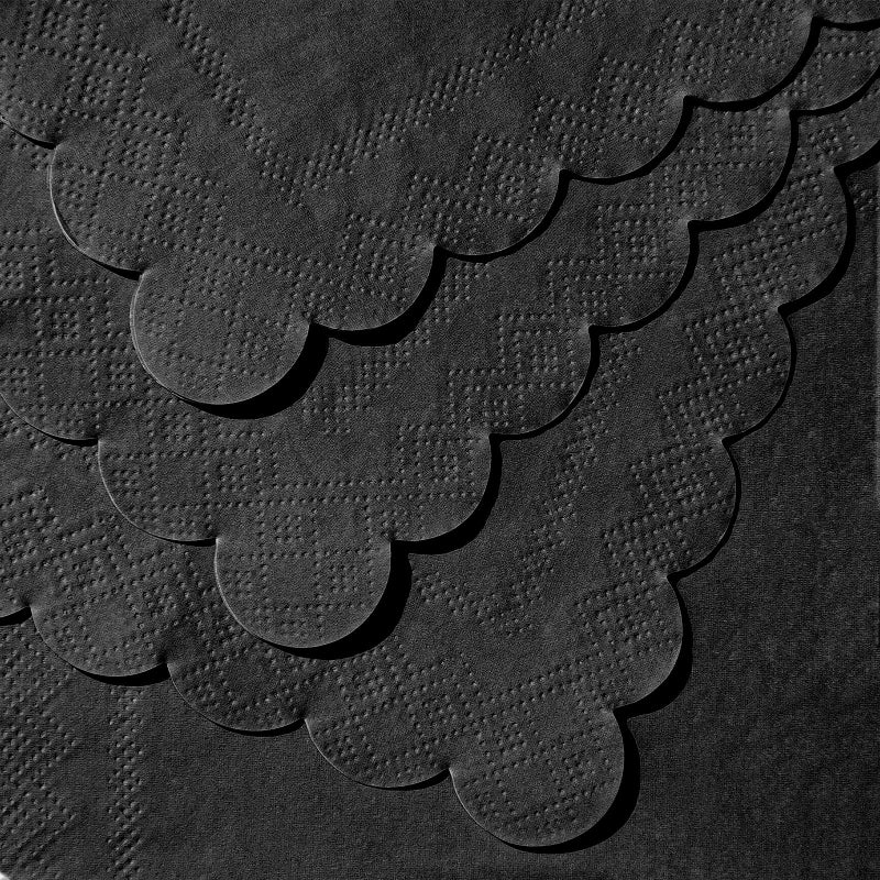 NatNarr 120 Pcs Cocktail Napkins Black Napkins Disposable Scalloped Bar Napkin Beverage Dessert Napkin for Birthday, Coffee, Bar, Kitchen, 5 x 5 Inch - Image 3
