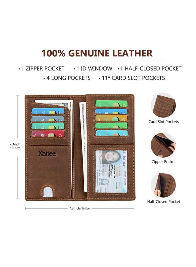 Kattee Men's Vintage Genuine Leather Long Wallet for Checkbook Credit Cards - Image 5