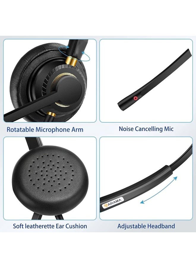 Arama USB Headset with Microphone Noise Cancelling & Audio Controls, Ultra-comfort PC Headphone for Computer Laptop Business Skype UC Webinar Team Meetings Online Conference Call Center Office - Image 4