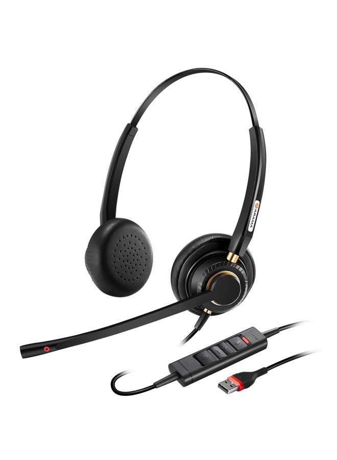 Arama USB Headset with Microphone Noise Cancelling & Audio Controls, Ultra-comfort PC Headphone for Computer Laptop Business Skype UC Webinar Team Meetings Online Conference Call Center Office - Image 1