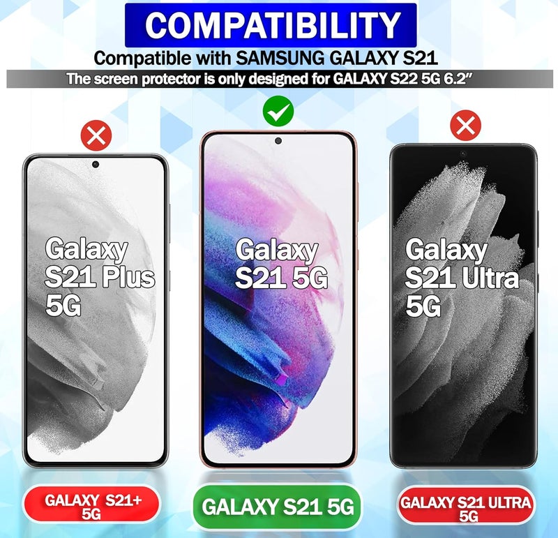 ريكنك واقي شاشة [عبوة من قطعتين] لجهاز Samsung Galaxy S21 5G، واقي شاشة من الزجاج المقسى، 0.33 مم متوافق مع بصمة الإصبع [مقاوم للخدش][مقاوم للكسر][خالٍ من الفقاعات] - Image 2