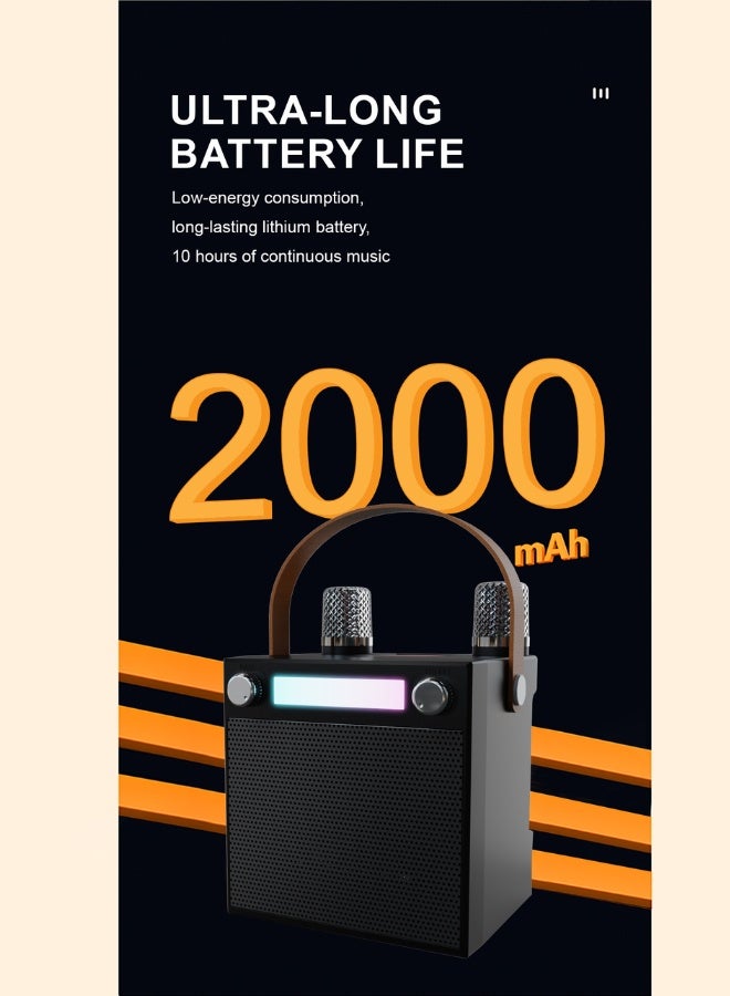 Mini Karaoke Machine Set, Bluetooth speaker with mic,  2 Wireless Microphones, Singing Machine Karaoke System for Kids Adult - Image 5