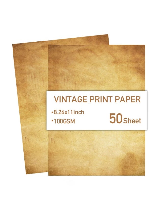 Capstro Vintage Printing Paper Set – 50 Sheets Double Sided Retro Letter Writing Paper, A4 Decorative Scrapbook & Journaling Paper for DIY Crafts, Invitations & Creative Stationery - Image 1