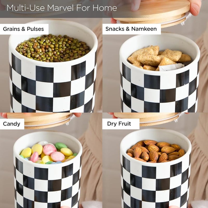 UMAI 800ml Ceramic Jar for Kitchen Storage | Air Tight Container Set with Bamboo Lid | Kitchen Container for Snacks, Tea, Sugar | Multipurpose Organizer | Green (Set of 1) - Image 4