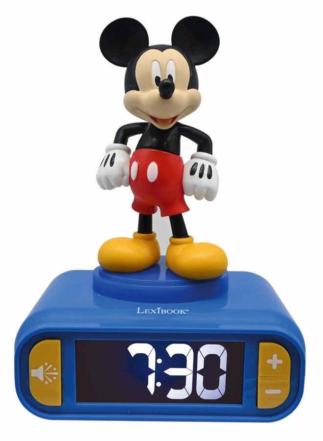 Lexibook, Disney Mickey, Mickey Nightlight Alarm Clock, Sounds and Melodies, LCD Backlit Screen, Luminous, Snooze, Blue, RL800MCH - Image 1