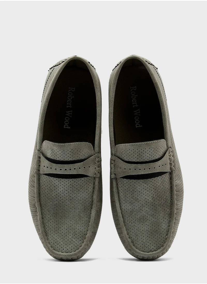 Robert Wood Perforation Design Saddle Moccasins