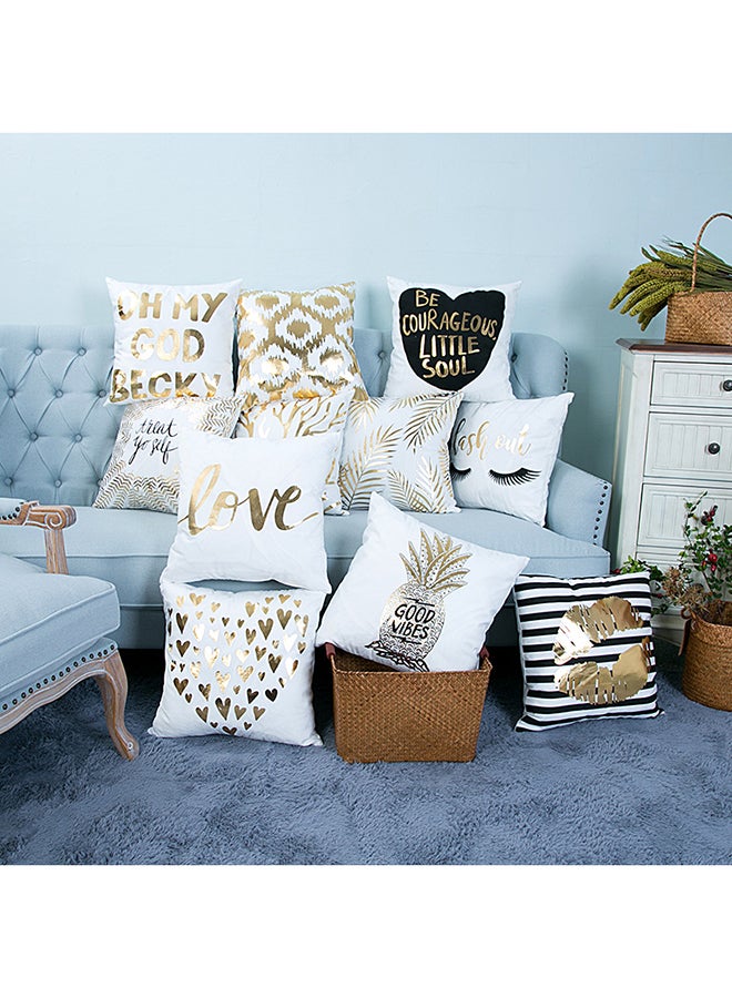 ANSELF Simple Fashion Home Decorative Throw Pillow Case Cushion Cover White/Gold 45 x 45cm - Image 3