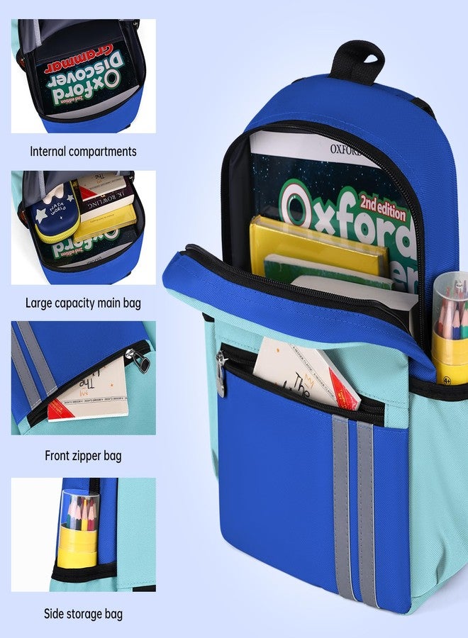 SDFGHG Kids Backpack for Boys Kindergarten School Backpack 15 inch Bookbag for Boys 4-6, Blue Light Blue, Small, Classic - Image 3
