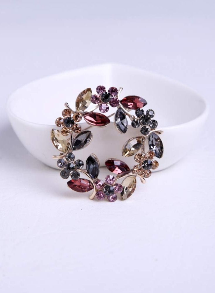 KASTWAVE Colours Crystal Brooch Pins Elegant Rhinestone Jewelry Gift for Women Girls Wedding Banquet Birthday Party - Image 2