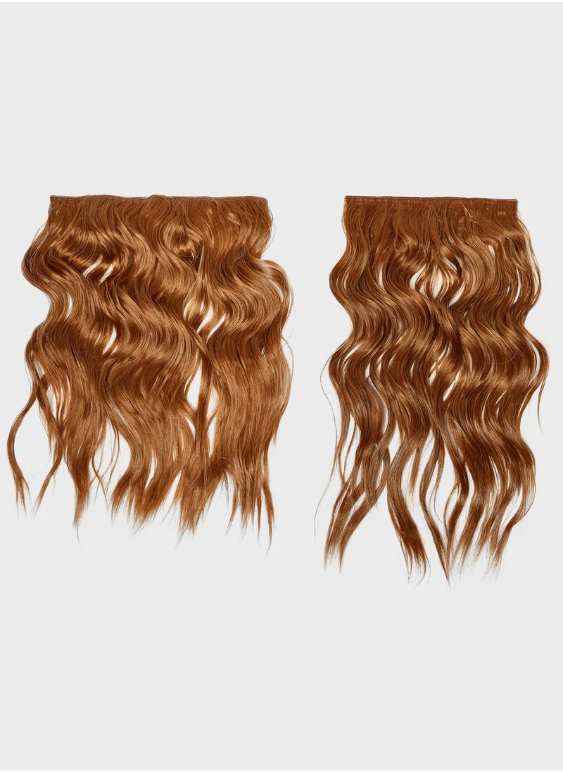 LullaBellz Super Thick 16" 5 Piece Brushed Out Wave Clip In Hair Extensions -26/30 Mixed Auburn