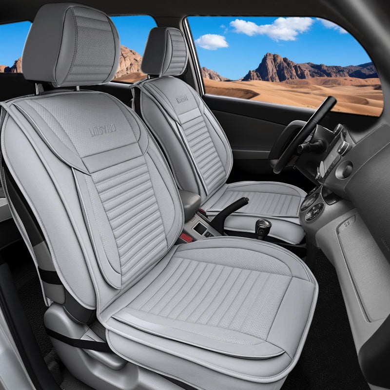 LINGVIDO Car Seat Covers Breathable and Waterproof Faux Leather Automotive Seat Covers for Cars SUV Truck SedanUniversal Driver Seat Cover with Backrest Front Seat Gray