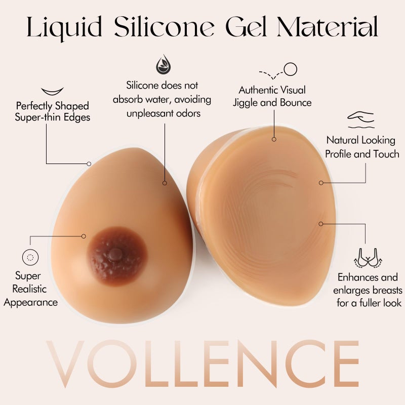 Vollence Silicone Breast Forms Fake Boobs for Mastectomy Prosthesis Transgender - Image 2