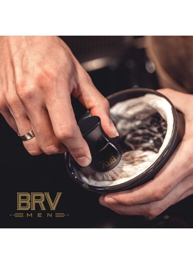 BRV MEN 100% Pure Badger Shaving Brush Large (24Mm Knots) Heavy Resin Handle Use With Doubleedge Safety Razor Straight Razor And Shaving Bowl Black  - Image 5