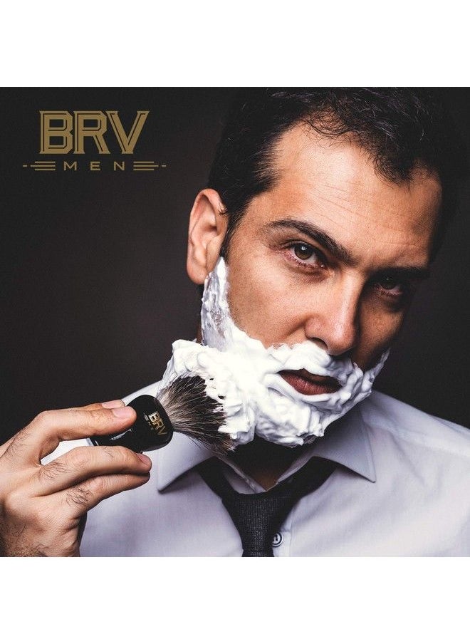 BRV MEN 100% Pure Badger Shaving Brush Large (24Mm Knots) Heavy Resin Handle Use With Doubleedge Safety Razor Straight Razor And Shaving Bowl Black  - Image 3