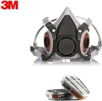 3M Half Face Mask 6200 Model + 6057 Abe Acid Gas / Vapor Filter