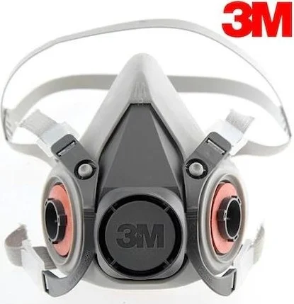 3M Half Face Mask 6200 Model + 6057 Abe Acid Gas / Vapor Filter