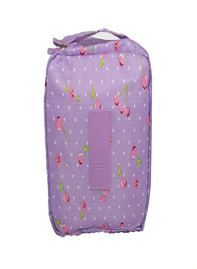 STORE77 CONNECTWIDE Multi-function travel Floral Nylon Zipper cosmetic bag waterproof Makeup and Toiletry bags (Degin3, Purple) - Image 2