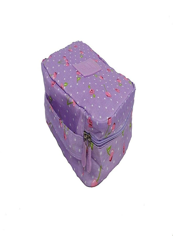STORE77 CONNECTWIDE Multi-function travel Floral Nylon Zipper cosmetic bag waterproof Makeup and Toiletry bags (Degin3, Purple) - Image 3