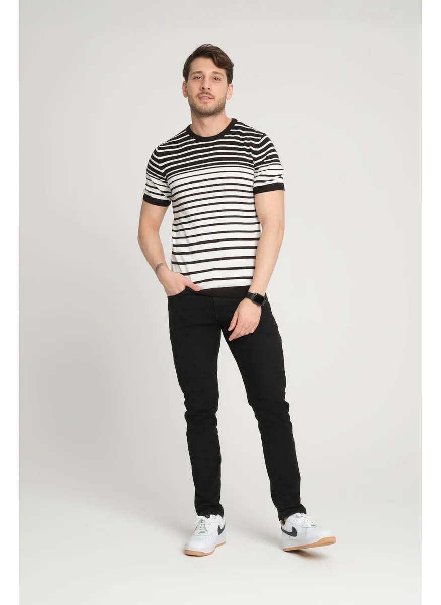 الكسندر جاردي Crew Neck Striped Knit T-SHIRT(AG504801)